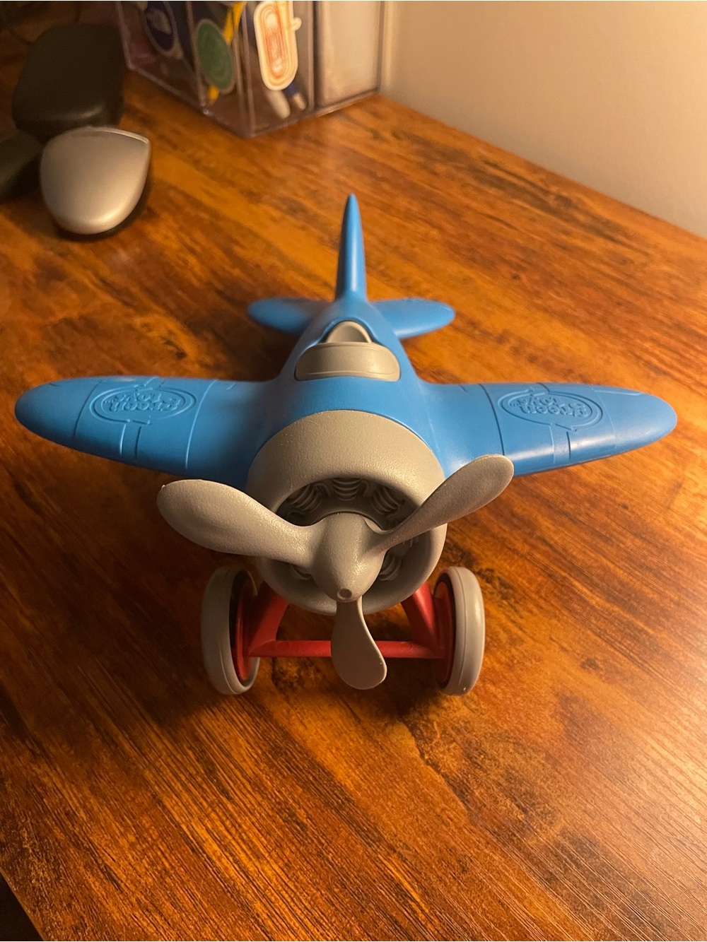 Blue & Gray Toy Airplane for Kids - Durable Push Plane